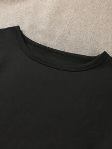 Disney IP Licensed Women's Long Sleeve T-Shirt, Minnie Mouse Icon, Bow Cartoon Print, Crew Neck, Stretchy, Suitable For Daily Wear, Easy Care Material, Fashionable Casual Women's Long Sleeve T-Shirt, Spring/Autumn/Winter - Black - View 5