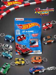 1 PIEZA Llavero de coche de arrastre con licencia oficial de Hot Wheels, bolsa ciega de la serie GT K-CARS con un estilo aleatorio de 12, juguete de mini coche divertido que se mueve hacia adelante después de arrastrar, clip para bolso, mochila, relleno de calcetines, decoraciones navideñas para amigos y coleccionistas - CT-HW056 - Ver 2