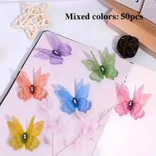 100/200pcs Mini Fabric Butterflies, 3D Realistic Pastel Butterflies Decor, Suitable For DIY Crafts, Nail Art, Photography Props, Headpieces, DIY Hair Clips, Headbands, Bouquet Decor, Jewelry Making Supplies, Home Decor, Party Decor, Wedding Decor, Easter Decor, Thanksgiving Decor, Garden & Yard Decor, Party Backdrops, Great Gift Choice