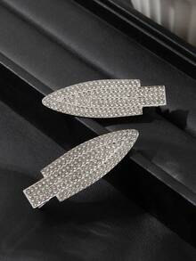 2个优雅水钻隐形发夹，适合节日、日常佩戴和派对，发爪、发夹、发卡、头饰、派对、女士发饰、发卡 - 銀色 - 查看 4