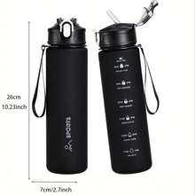 1 Stück 800ml robuste und strapazierfähige Outdoor Sport Lässig Wasserflasche mit Deckel und Strohhalm, Großvolumige Sport Wasserflasche mit Zeit-Volumen Skala, auslaufsichere Gradientenglas Fahrrad Wasserflasche mit Skala - leicht und strapazierfähig, geeignet für Outdoor Sport, Wandern, Fitness und Outdoor Aktivitäten, Klettern, Camping, Radfahren, geeignet als Schulgeschenk, Geburtstagsgeschenk, Halloween, Weihnachtsgeschenk