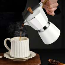 Cafetera Espresso de Aluminio Para Moka café, cafetera espresso Italiana Para espresso de café - Fácil de usar - Hace 3 taza, 6 tazas (150ML / 3 Cup, blanquecino) - blanquecino - Ver 12
