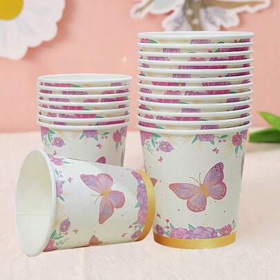 100/50/25/10 Pieces, Animal Series, Disposable Hot Stamping Bottom Butterfly Themed Paper Cups, Ice Cream Cups, Popcorn Boxes, Food Containers, Suitable For Home Kitchens, Restaurant Takeout, Picnic Parties, Kitchen Supplies, Food Packaging Materials, Disposable Bowls, Birthday Party Utensils, Leak Proof