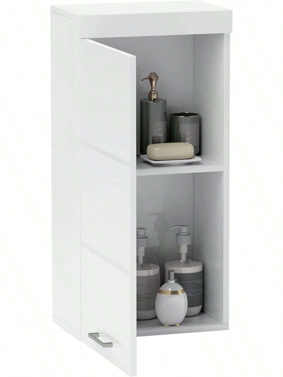 Armadio da bagno pensile con ante, armadio a muro, armadietto dei medicinali con ante, ripiani regolabili 37,2 x 24,5 x 76,8 cm, bianco