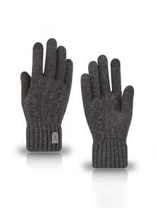 1 pieza Guantes de invierno cálidos, con pantalla táctil, forro térmico, de punto, a prueba de viento, para ciclismo, para hombres esponjosos