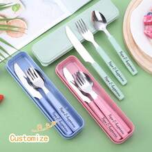 3pcs Reusable Stainless Steel Cutlery Set, Portable Flatware For Picnic, Camping, Travel, Home, Office, School, Gifts - Multicolor - View 14