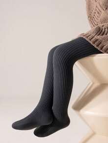 3/1 Pack Girls Tights/Leggings, Solid Color, Minimalist, Comfortable, Warm, Thermal Lined, Classic Vertical Stripe Design, Suitable For Birthday Party, Holiday Gift, Back To School, Travel, Outdoor Sports, Daily Wear, Random Color & Style