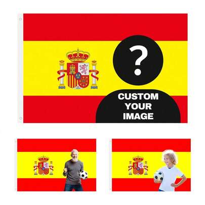 Bandera personalizada Bandera personalizada de España Bandera personalizada para exteriores Agrega tu propia imagen/texto Bandera para interior y exterior, multifuncional, ornamental, reutilizable, exquisita, elegante, de alta calidad, colorida, moderna, personalizada