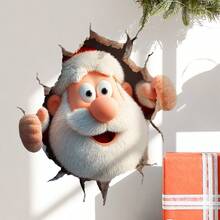 1pc Funny Santa Claus Breakthrough Wall Decal - Removable Self-Adhesive PVC Sticker With Santa'S Face & Cracked Wall Design, Matte Finish For Walls/Glass, Christmas Home Decor, Holiday Party Supplies, Xmas Gifts 2026, Festive Decoration