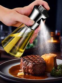 Stainless Steel Glass Oil Spray Bottle - Large-Capacity Pressurized Sprayer, Ideal For Kitchen And Barbecue Use Triangular Design Perfect For Olive Oil And Grill Oil - Ideal Gift, Kitchen Essential, Cooking Oil Spray Bottle - متعدد الألوان - مشاهدة 7
