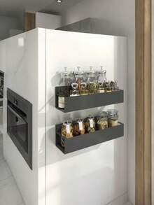 1/2 Pcs Magnetic Spice Rack Organizer, Suitable For Refrigerator And Oven, Black Fridge Storage Rack - Multicolor - View 10