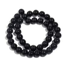 1 pieza Cuentas de piedra de ágata negra natural, surtido de tamaños 4/6/8/10/12mm, joyería de moda vintage para hacer manualidades, adecuado para pulseras, collares, artesanías, colgantes, decoraciones, regalo ideal - piedra de ónix negro - Ver 8