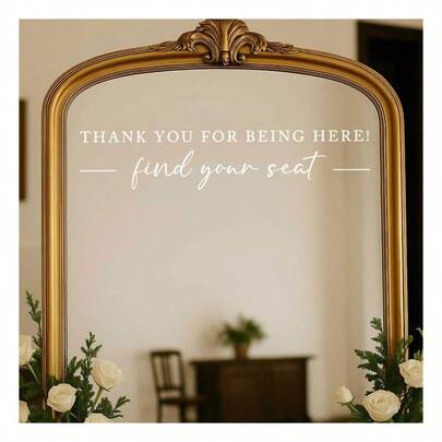 LZ  Seating Chart Sign Wedding Mirror Decal Thank You For Being Here Find Your Seat Wedding Seating Chart Header Vinyl Decal Your Seat Awaits Wedding Sign Decal Mirror Sticker For Seating White Wide 20"1113