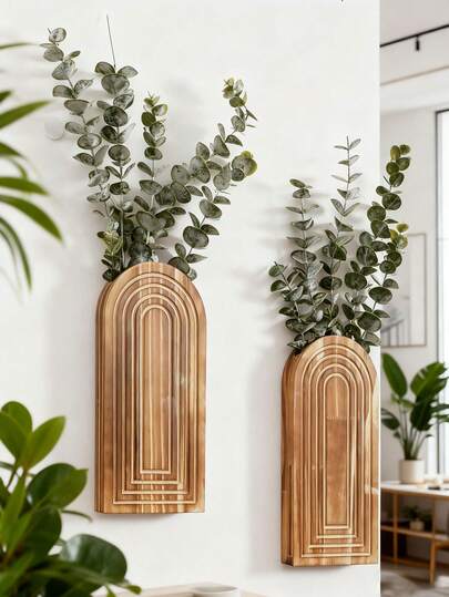 1pc Rustic Style Wooden Wall Vase With Arched Wooden Design, Modern Floating Wooden Decoration Shelf, Rainbow Display Wall Art Shelf, Perfect For Living Room, Bedroom Or Bathroom Decor, White Finish, Decorative Wall Shelf | Modern Shelf | Wooden Structure, Shelf Decor.