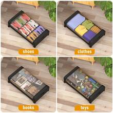 Caixa de Armazenamento Embaixo da Cama com Rodas, Caixas de Armazenamento Embaixo da Cama com Tampas, Organizador de Armazenamento de Sapatos Embaixo da Cama de 60L, Armazenamento Embaixo da Cama com Rodízio para Roupas, Sapatos, Cobertores - Cinza Claro - Visão 8