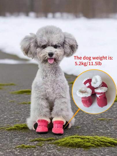 Miękkie, wyściełane pluszem buty dla zwierząt, wiatroszczelne i ciepłe buty śnieżne