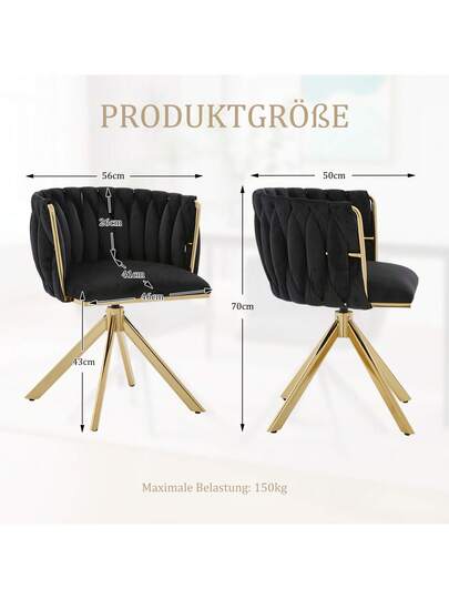 Fluwelen Seats Heavy Metal Frame, 180 Degree Swivel Function, Back, Zachte Luxurious Flexible Between Living Room, Budol Creative Workspace (Set Of 2) view 10