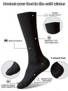 3 Pairs Men's Black Extra Long & Thick Wool Blend Thermal Leg Warmers, Soft Merino Wool Blend Knee High Socks For Winter, Skiing & Business Wear (Runs Small), Cozy Socks - Multicolor - View 5