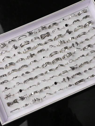 20pcs/Set Vintage Elegant Bohemian Style Artificial Stone Rings, Casual Party Gift, Everyday Jewelry Accessories For Men & Women