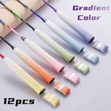 12pcs/10pcs/6pcs/1pc Racket Grip Tape, Laisuotuo Rainbow Grip, Unique Gradient Design, Comfortable Grip, Improve Hitting, Shock-Absorbing, Suitable For Badminton Racket, Tennis Racket, Fishing Rod, Motorcycle Handle, Bicycle Handle, Etc.