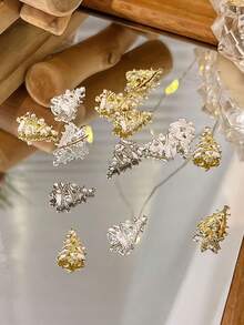 Beautizon Nailartlab 5pcs New Christmas Nail Art Alloy Decor Set, Luxury Rhinestone & Pearl Christmas Tree Nail Decorations - Multicolor - View 3