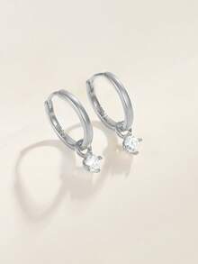 1 Pair S925 Sterling Silver Cubic Zirconia Dangle Earrings, Women's Pendant Earrings Made Of S925 Silver And Synthetic Cubic Zirconia, Shiny Brilliance, Hypoallergenic, Perfect For Parties, Holidays, Christmas And Thanksgiving