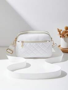 Fashionable New Quilted Seam Shoulder Bag, Multi-Layer Crossbody Bag For Women - White - View 2