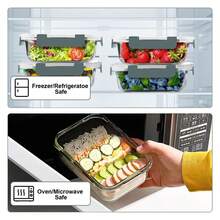Glass Meal Prep Containers 22oz, 10 Pack Airtight Food Storage Containers With Lids,Glass Lunch Containers For Microwave, Oven, Freezer & Dishwasher - As Picture/J - View 3