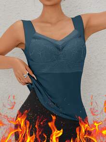 1pc Women's EssElegance Padded Seamless Double-Sided Fleece Thick Warm Underwear Vest, Autumn/Winter