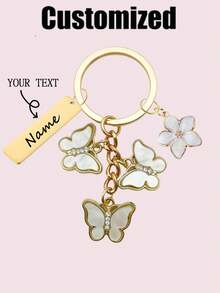 1pc Customized Metal Sakura Flower Keychain Bow Keychain, Lightweight And Graceful Sakura Design With Tag Accessory, Suitable For Bag, Car Keys, Couple & Holiday Gifts,Personalized Gifts - Multicolor - View 14