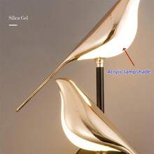 2-Head Modern Bird-Shaped Wall Lamp, Polished Gold Finish, Creative Bird-Shaped Lampshade, Acrylic Lampshade, Switch Control, Suitable For Bedroom, Living Room, Kitchen