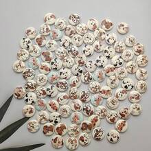 10/50/100Pcs Vintage Mixed Pattern Wooden Dog Buttons, 2 Holes Wood Puppy Print Buttons For Sewing Clothing Bag Hat DIY Craft Party Decor - Multicolor - View 8