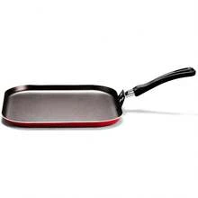 Sarteneta Antiadherente Lisa| Utensillos de Cocina| Ideal para tu Hogar & Cocina Integral| Cuadrada  - Mangos Aislante al Calor - Acanalada Roja 28x28cm - Ver 3