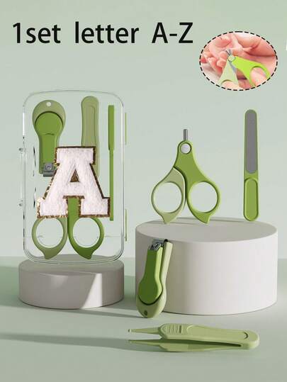 1 Set Of High-Quality Stainless Steel Nail Clippers - White Towel Embroidered With A-Z Letters | Ergonomically Designed Safety Scissors And Nail Clippers With Rounded Tips, Green Handles, And Soft Grips, Portable, Sharp, And Compact Nail Trimmers For Daily Care, Travel, And Nail Salons | Backpack Accessory, A Thoughtful Gift For Friends And Family - Perfect For Thanksgiving, Christmas, And Graduation Season