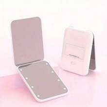 Travel & Vanity Mirror: Features 1X/3X Magnification, LED Lights, And A Double-Sided Folding Compact Design. Perfect For Home, Dorm, Or On-The-Go Use. A Great Gift For Any Woman - Hồng - Xem 8