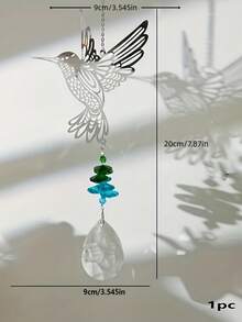 1 قطعة معلق كريستالي فاخر على شكل طائر الكولبري - ديكور جرس الرياح اللامع للزفاف والحفلات والمنزل والسيارة والخارج - إكسسوار تصوير رائع ، زينة معلقة ، ومعلق شمسي ، وفكرة هدية فريدة