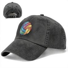 Volleyball Ball Watercolor Yellow Thunderbolt Baseball Cap Golf Dad Hat Adjustable Original Classic Low Profile Cotton Hat Men Women - màu đen - Xem 2