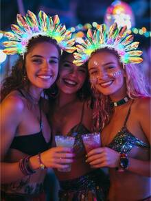 1pc Women's LED Luminous Flower Crown Headpiece - Festival PVC Headband, Suitable For Graduation, Mother's Day, Wedding, Bachelorette Party, Birthday, Cosplay, And Music Festivals, Headpiece Accessory - Multicolor - View 5