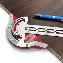 Riglă metalică de buzunar cu raportor în T, reglabilă în unghi și linie dreaptă, cu scală glisantă, instrument pentru prelucrarea lemnului (metrică și imperială) - Multicolor - Vizualizare 2