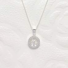 Simple And Elegant Women's Necklace, Tree Of Life Pendant Inlaid With Zirconia, 925 Silver Plated - Bạc - Xem 1