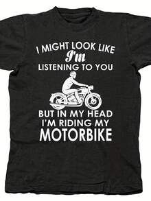 In My Head Im Riding My Motorbike Funny T-Shirt Uni S Shirt Gift For Him Or Her Tee Shirts Pop Cultureie Shirt - 款式8 - 查看 1