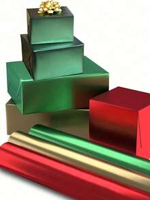 1 Roll Matte Metal Wrapping Paper, Christmas Matte Wrapping Paper Rolls, Gold, Green And Red, Gift Wrapping Paper, Perfectly Suitable For Weddings, Valentine's Day, Birthdays, Christmas, DIY Bouquets, Metallic Texture Christmas Gift Wrapping Paper, DIY Christmas Element Decorative Paper For Accessories, Solid Color Patterns, Matte Wrapping Paper, Halloween, Thanksgiving Decoration, Autumn, Winter