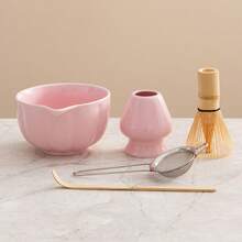 1pc/2pcs/5pcs Premium Matcha Set, Ceramic Bowl With Spout & Bamboo Whisk, Breakfast/Latte Matcha Preparation Set, Matcha Starter Kit, Unique Matcha Gift Box - Yellow - View 4