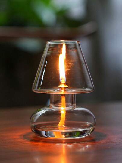 1 szt. ręcznie robiona szklana lampa naftowa z kloszem – wiatroodporny, europejski, minimalistyczny świecznik, romantyczna dekoracja świąteczna na Boże Narodzenie, Halloween, Wielkanoc, Walentynki, polerowane wykończenie stołu, brak konieczności użycia prądu, dekoracja świecznika, świąteczny dodatek do domu, elegancki eksponat świec, wyrafinowane rzemiosło