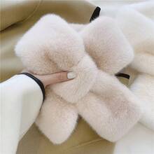 Solid Color Scarf Winter Neck Warmer Cute Thickened Warm Cross - White - View 3