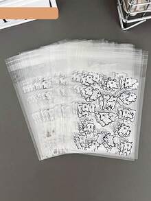 50pcs/Set Ins Style Cute Cartoon Dog Transparent Self Sealing Bag Simple Small Card Storage Protective Cover Card Classification Bag - Cartoon Puppy - View 1