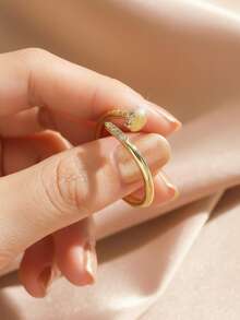 1 Nail Inlaid Luxury Style Metal Gold Ring Suitable For Women's Daily Commuting Party Wear - 金色 - 查看 8