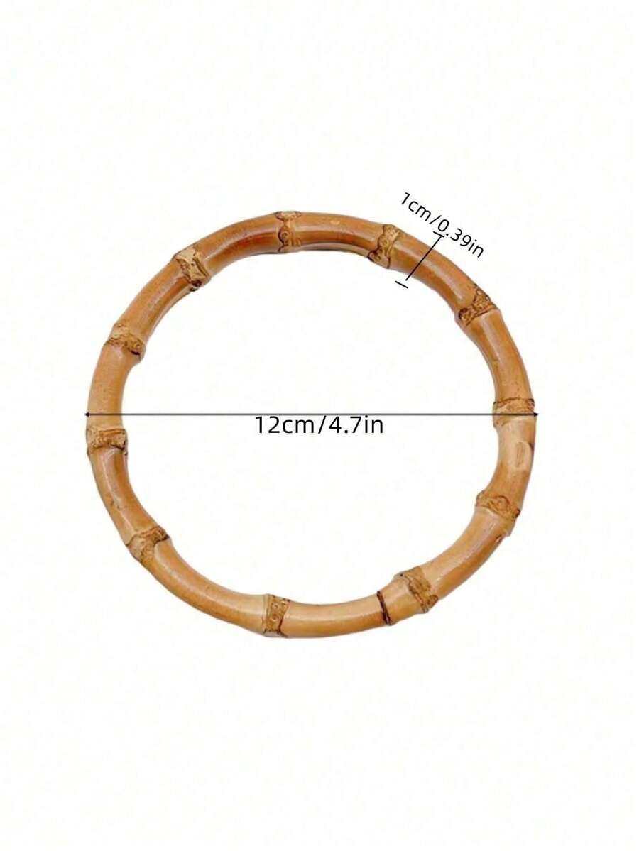 1 pieza Bolso de mano redondo tejido a mano de madera