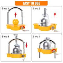 Trailer Coupler Lock Universal Adjustable Heavy-Duty Steel Trailer Hitch Lock, Anti Theft Trailer Ball Lock Towing Lock For Towing Trailer Security Fits 1-7/8",2", 2-5/16" Coupler, Yellow - Yellow - View 4