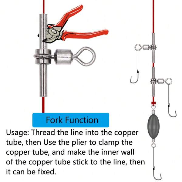3 Way Swivels Fishing Tackle Cross Line Crimp Rolling Swivel Connector T-Shape Crimp Sleeve Swivels Fishing